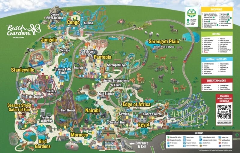 Map of Busch Gardens in Tampa