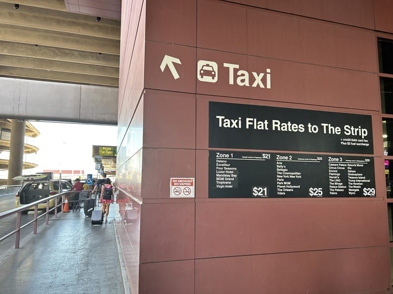 Cab signs at Las Vegas airport