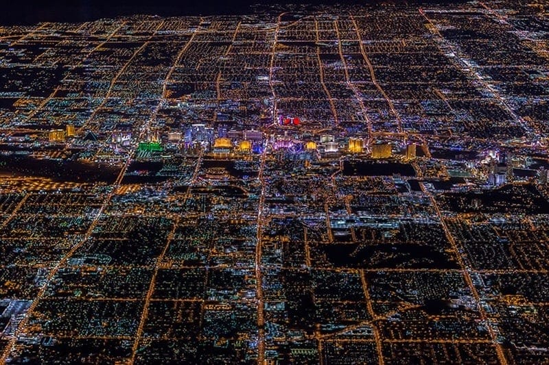 Vista di Las Vegas di notte