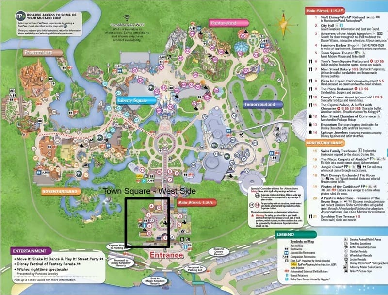 Carte des zones du Magic Kingdom