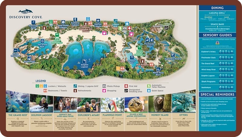 Mapa del parque Discovery Cove en Orlando
