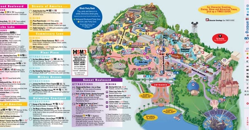 Map of Hollywood Studios park in Orlando