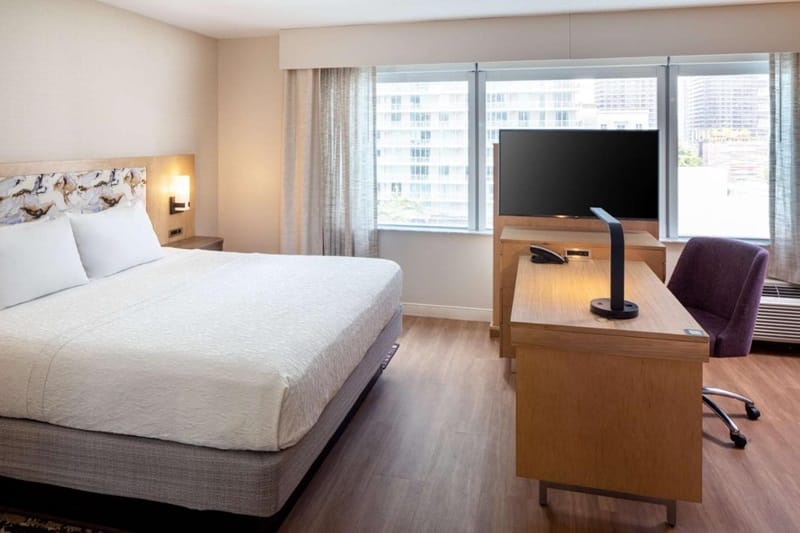 Bedroom at Hampton Inn & Suites Hotel in Miami