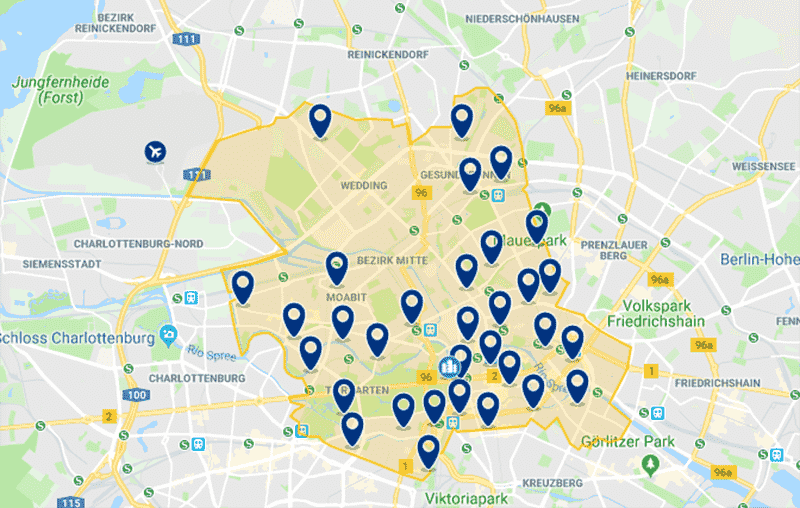 Área dos melhores hotéis em Berlim