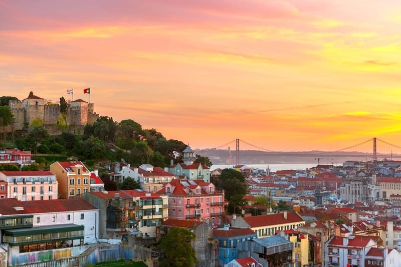 Fall sunset in Lisbon