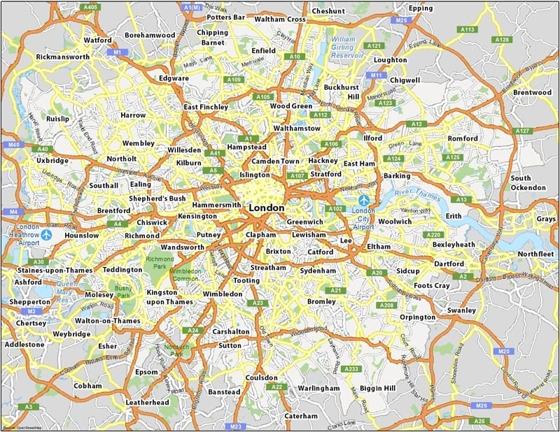 Karte von London