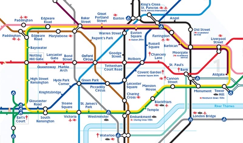 Karte der Londoner U-Bahn