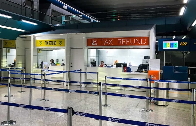 Airport tax refund area in Europe