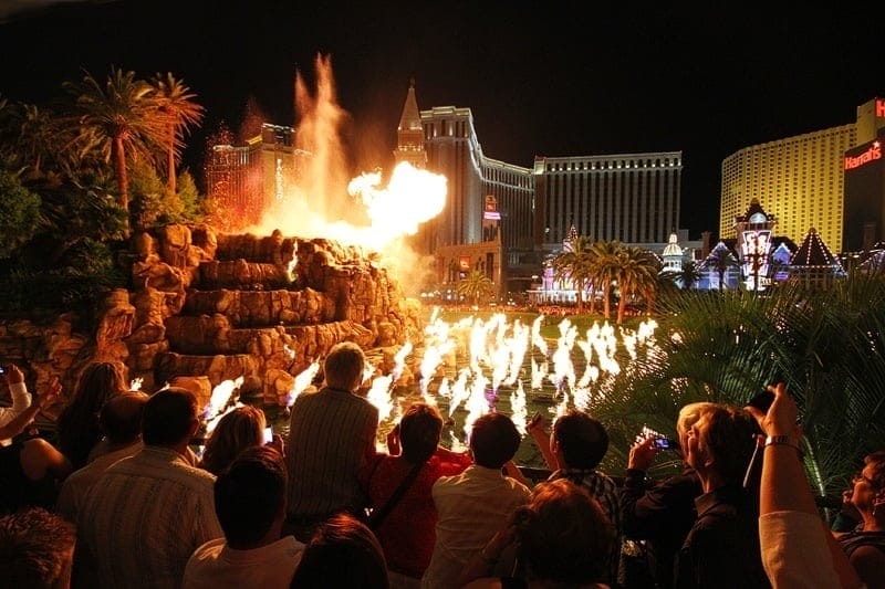 The volcano show in Las Vegas