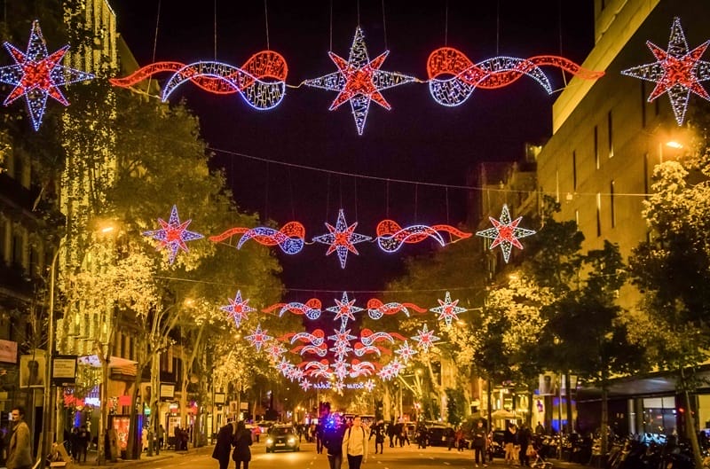 Decorações de Natal em Barcelona em dezembro