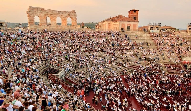 Crowded summer event in Verona