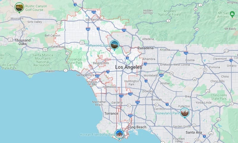 Mappa di Los Angeles