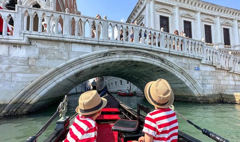 Kids on a Gondola ride in Venice