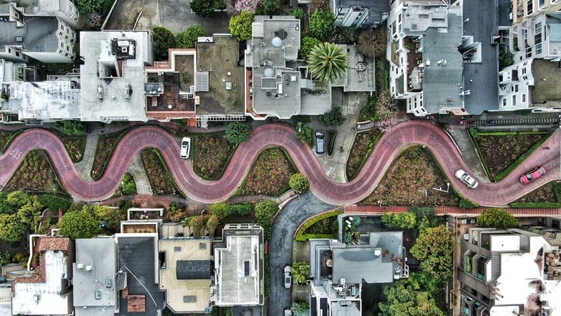 Lombard Street in San Francisco from above